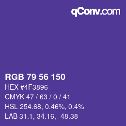 颜色代码: RGB 79 56 150 | qconv.com