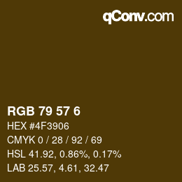 Color code: RGB 79 57 6 | qconv.com