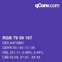 Color code: RGB 79 59 167 | qconv.com