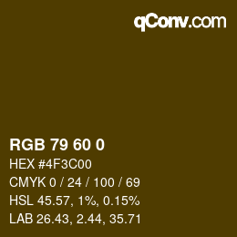 颜色代码: RGB 79 60 0 | qconv.com
