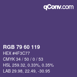 颜色代码: RGB 79 60 119 | qconv.com