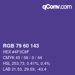 カラーコード: RGB 79 60 143 | qconv.com