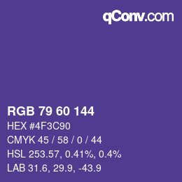 颜色代码: RGB 79 60 144 | qconv.com