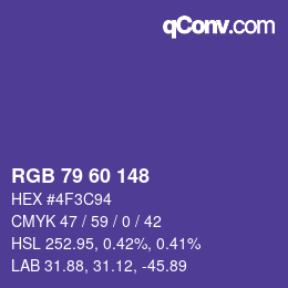 カラーコード: RGB 79 60 148 | qconv.com