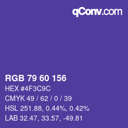 颜色代码: RGB 79 60 156 | qconv.com