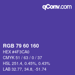 颜色代码: RGB 79 60 160 | qconv.com