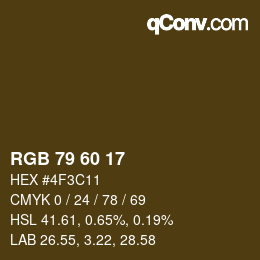 カラーコード: RGB 79 60 17 | qconv.com