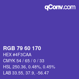 颜色代码: RGB 79 60 170 | qconv.com