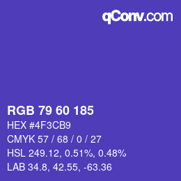 Color code: RGB 79 60 185 | qconv.com