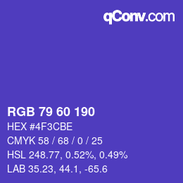 Color code: RGB 79 60 190 | qconv.com