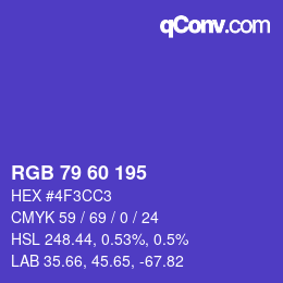 颜色代码: RGB 79 60 195 | qconv.com