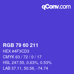 颜色代码: RGB 79 60 211 | qconv.com