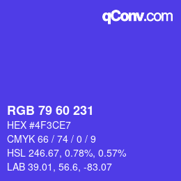 颜色代码: RGB 79 60 231 | qconv.com