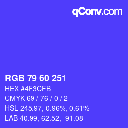 カラーコード: RGB 79 60 251 | qconv.com