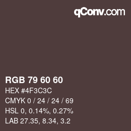 カラーコード: RGB 79 60 60 | qconv.com