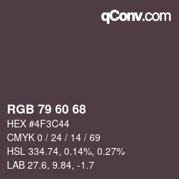 カラーコード: RGB 79 60 68 | qconv.com