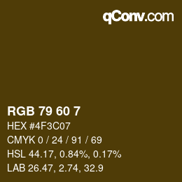 Color code: RGB 79 60 7 | qconv.com