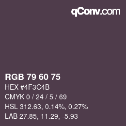 Color code: RGB 79 60 75 | qconv.com