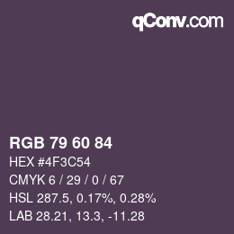 颜色代码: RGB 79 60 84 | qconv.com