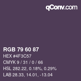 Color code: RGB 79 60 87 | qconv.com