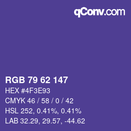 カラーコード: RGB 79 62 147 | qconv.com