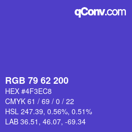 カラーコード: RGB 79 62 200 | qconv.com