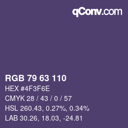 Color code: RGB 79 63 110 | qconv.com