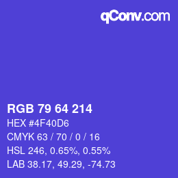 カラーコード: RGB 79 64 214 | qconv.com