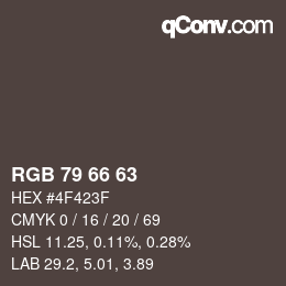 Color code: RGB 79 66 63 | qconv.com