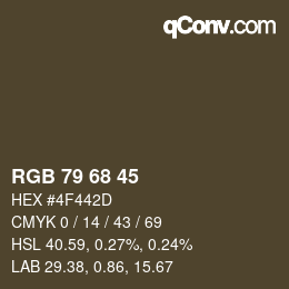 颜色代码: RGB 79 68 45 | qconv.com