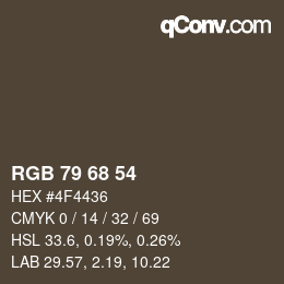 カラーコード: RGB 79 68 54 | qconv.com