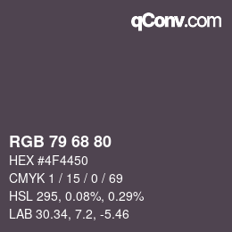 颜色代码: RGB 79 68 80 | qconv.com