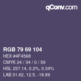 Color code: RGB 79 69 104 | qconv.com