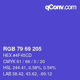 Color code: RGB 79 69 205 | qconv.com