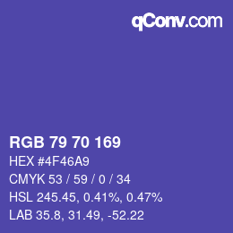 Color code: RGB 79 70 169 | qconv.com