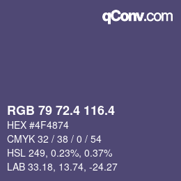 カラーコード: RGB 79 72.4 116.4 | qconv.com