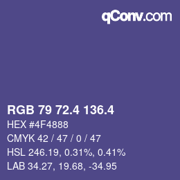 カラーコード: RGB 79 72.4 136.4 | qconv.com