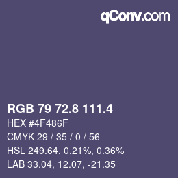 カラーコード: RGB 79 72.8 111.4 | qconv.com