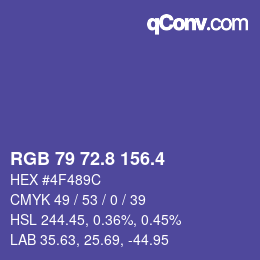 カラーコード: RGB 79 72.8 156.4 | qconv.com