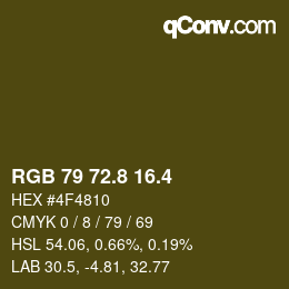 カラーコード: RGB 79 72.8 16.4 | qconv.com