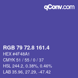 カラーコード: RGB 79 72.8 161.4 | qconv.com