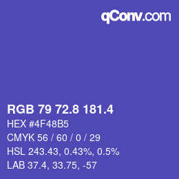 カラーコード: RGB 79 72.8 181.4 | qconv.com