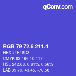 カラーコード: RGB 79 72.8 211.4 | qconv.com