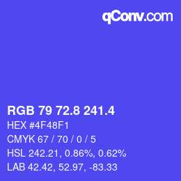 カラーコード: RGB 79 72.8 241.4 | qconv.com
