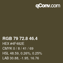 カラーコード: RGB 79 72.8 46.4 | qconv.com