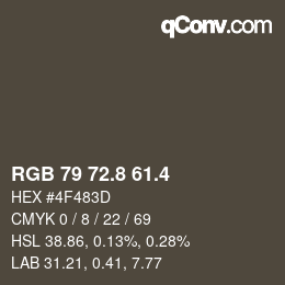 カラーコード: RGB 79 72.8 61.4 | qconv.com