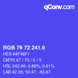カラーコード: RGB 79 72 241.6 | qconv.com