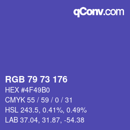 Color code: RGB 79 73 176 | qconv.com