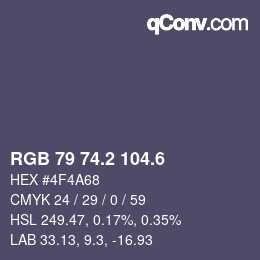 カラーコード: RGB 79 74.2 104.6 | qconv.com