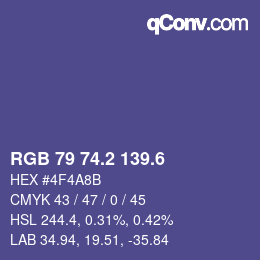 カラーコード: RGB 79 74.2 139.6 | qconv.com